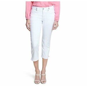 NYDJ Cool Embrace Skinny Crop Jeans Side Slits Optic White Petite 16